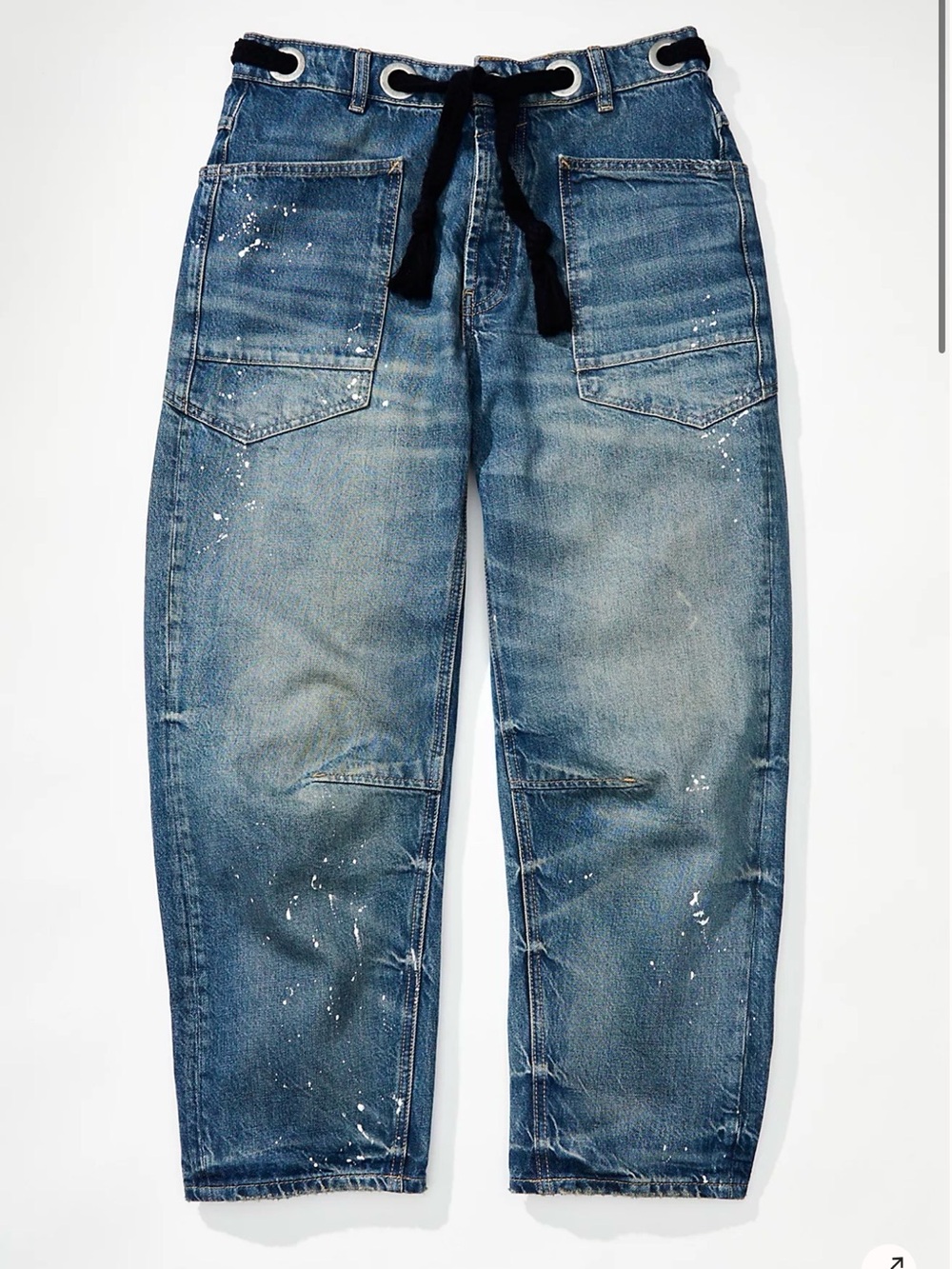 We The Free Blue Relaxed Denim Jeans with Drawstring